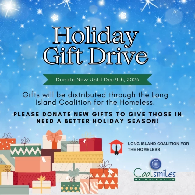 It’s the season of giving, and we’re thrilled to spread holiday cheer! Coolsmiles Orthodontics is hosting a Holiday Gift Drive to give those in need a better holiday season, and we’d love for you to join us. 🎁

If you’d like to participate, please drop off unwrapped gifts at either of our offices by December 9th. We’ll be delivering all donations to @addressthehomeless, who will ensure these gifts reach teens in need.

Your generosity can help make this holiday season truly magical for those who need it most. 🫶 

#HolidayGiving #SpreadJoy #CoolsmilesCares